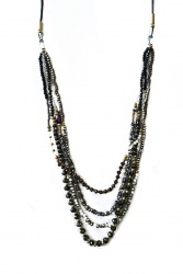 Sautoir femme multi-rangs en perle noir
