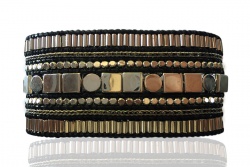 Bracelet femme noir clouté