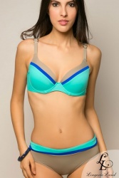 Maillot de bain 2 pièces grand bonnet vert émeraude