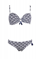 Maillot de bain bandeau pompon bleu