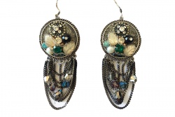 Boucles d'oreilles en métal vieilli avec perle pendante