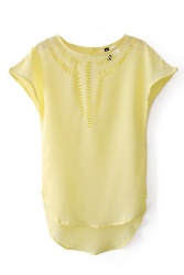 Haut femme jaune manche courte
