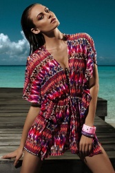 Tunique de plage motifs paon