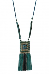 Collier long effet franges métal