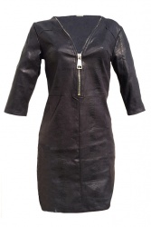 Robe droite simili cuir noir effet serpent