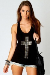 Débardeur femme noir - motif croix