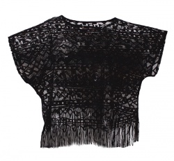 tunique de plage en dentelle noir et franges