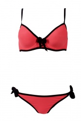 Maillot de bain 2 pièces grand bonnet corail fluo