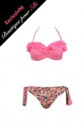 Maillot bandeau armatures rose fluo - Mix and match